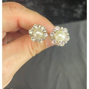 Silver Crystal Pearl Rhinestone Bridal Hair Pins Bride Wedding Prom Set of 2 NEW